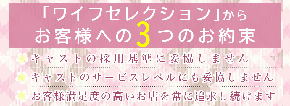 「ワイフセレクション」からお客様への３つのお約束